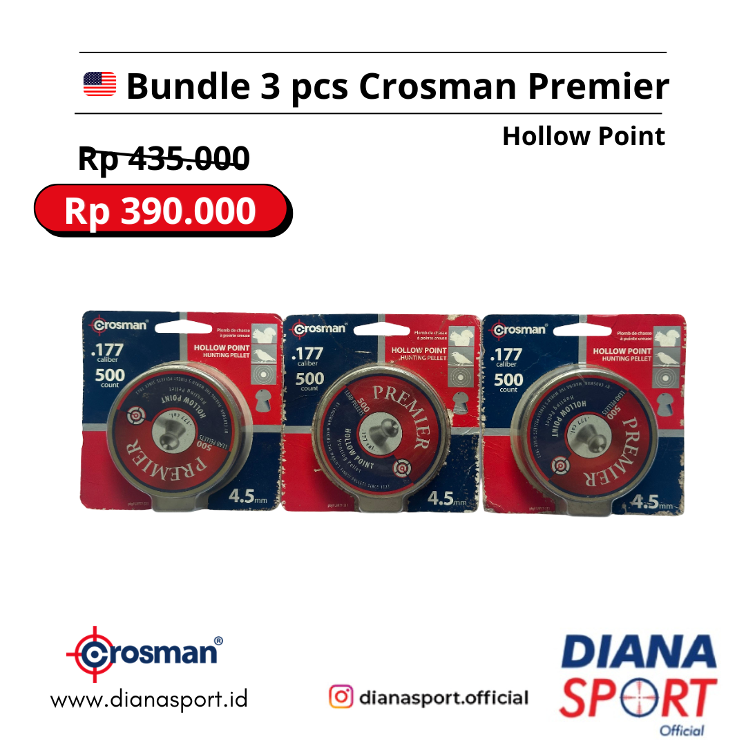 Paket Bundling 3 pcs Crosman Premier Hollow Point 