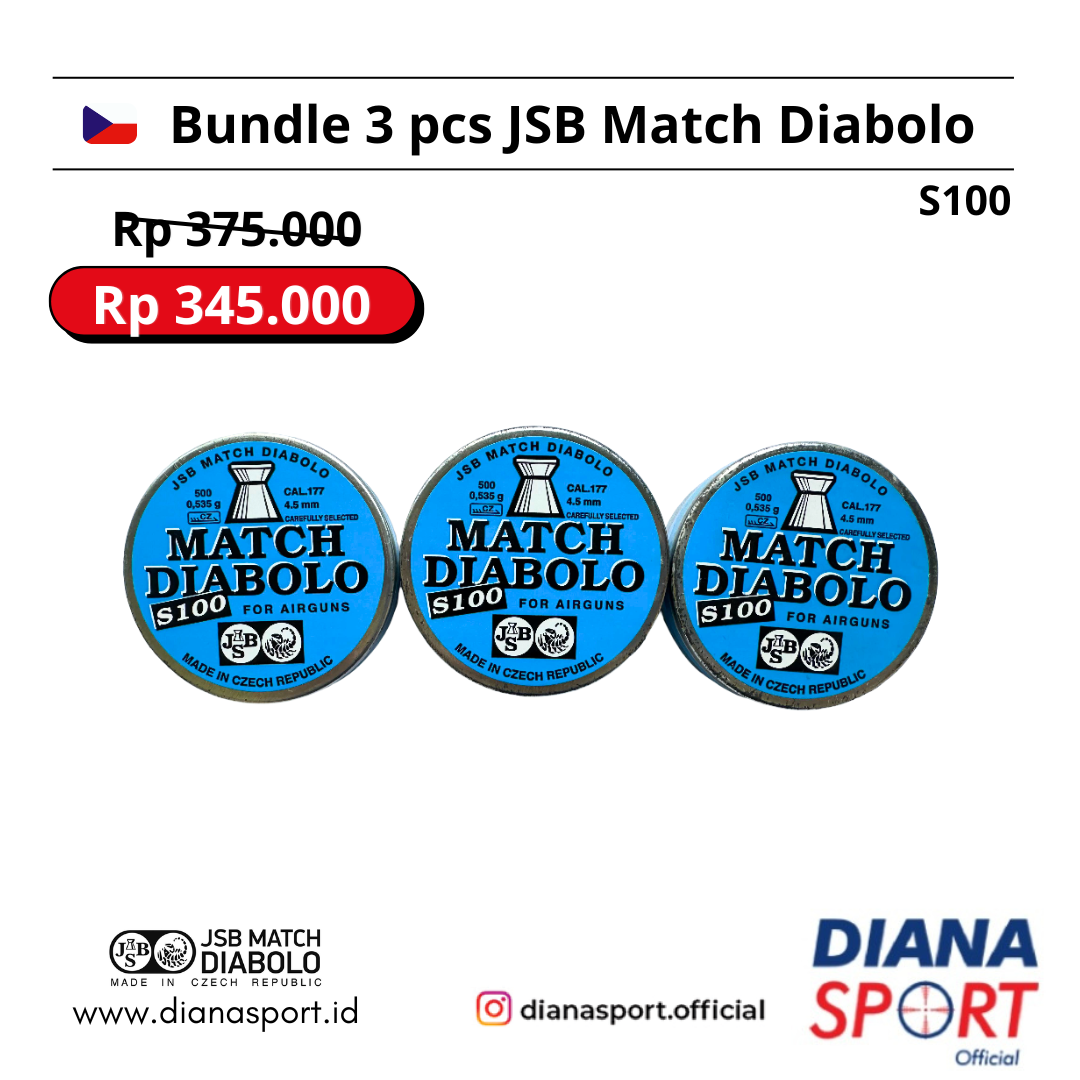 Paket Bundling 3 pcs JSB Match Diabolo S100 