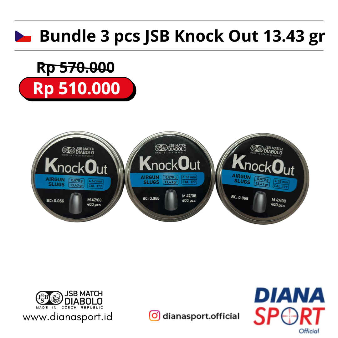 Paket Bundling 3 pcs JSB Knock Out 13.43 gr 