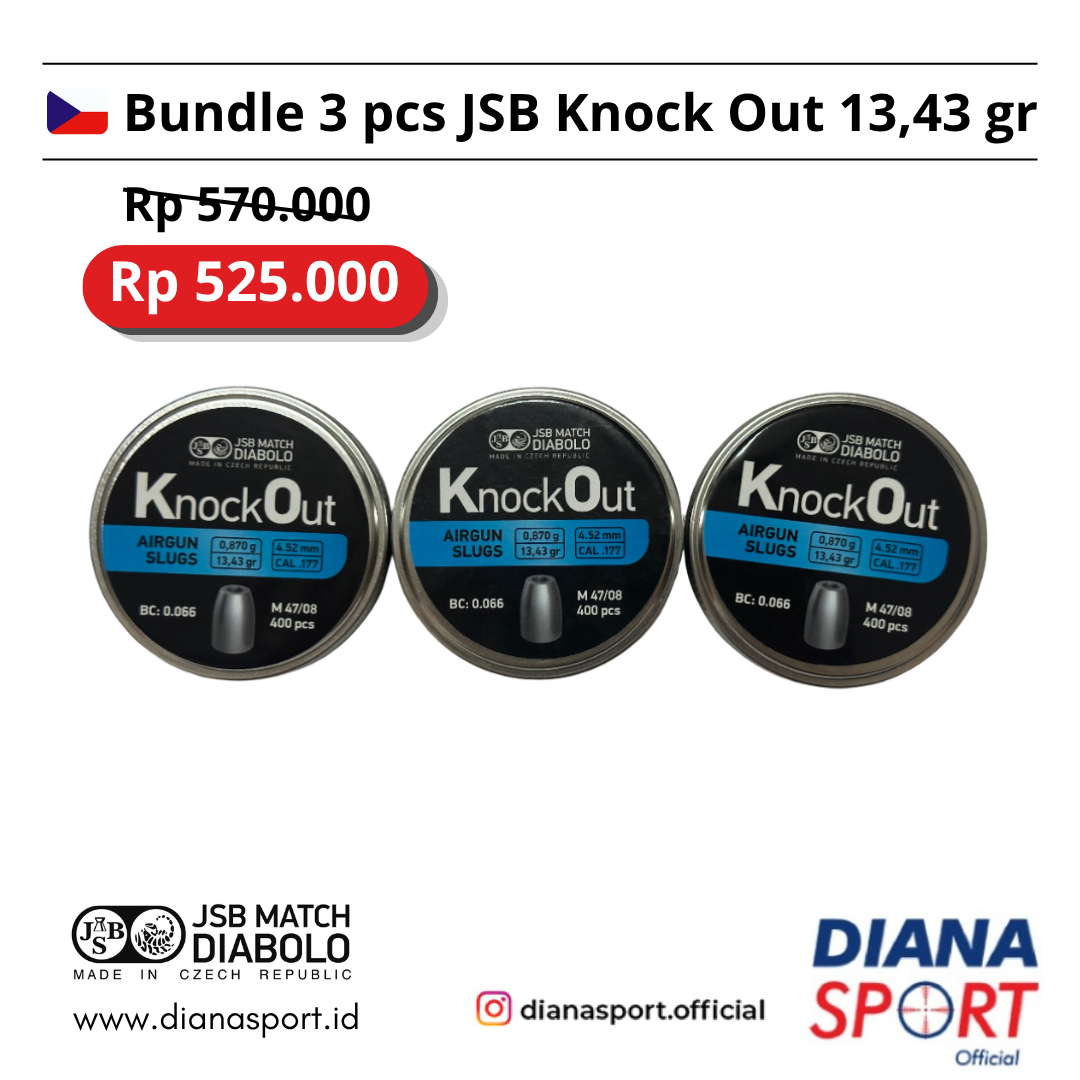 Paket Bundling 3 pcs JSB Knock Out 13.43 gr 